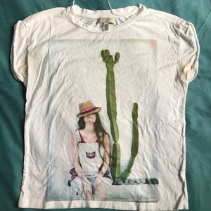 White Tee with Graphic and Neon Detail